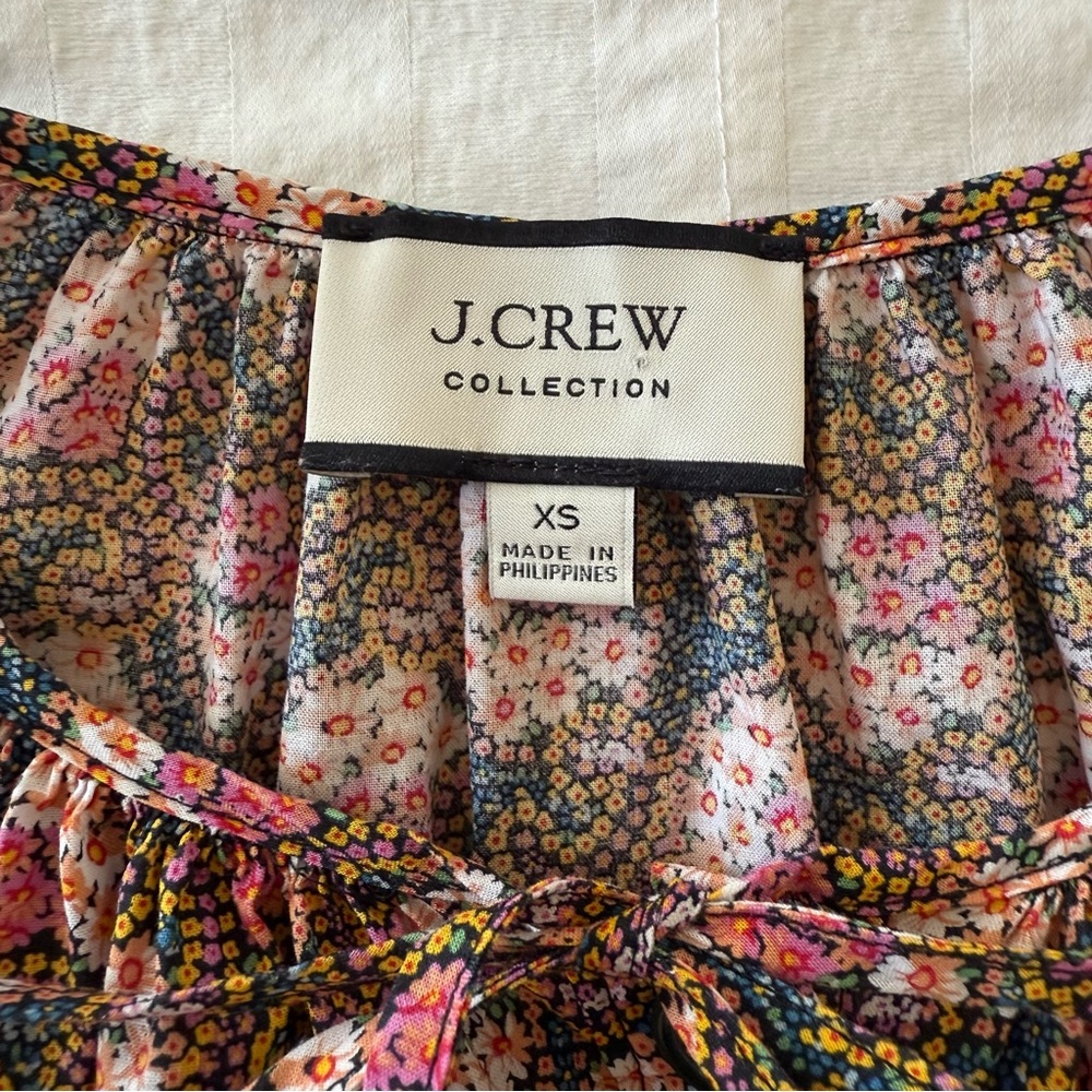 J. Crew Collection Tie-Sleeve Button-Front Top in Ratti Prism Floral - Picture 8 of 17